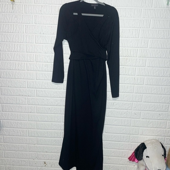 Eloquii Black Ribbed Maxi Dress - Picture 1 of 5